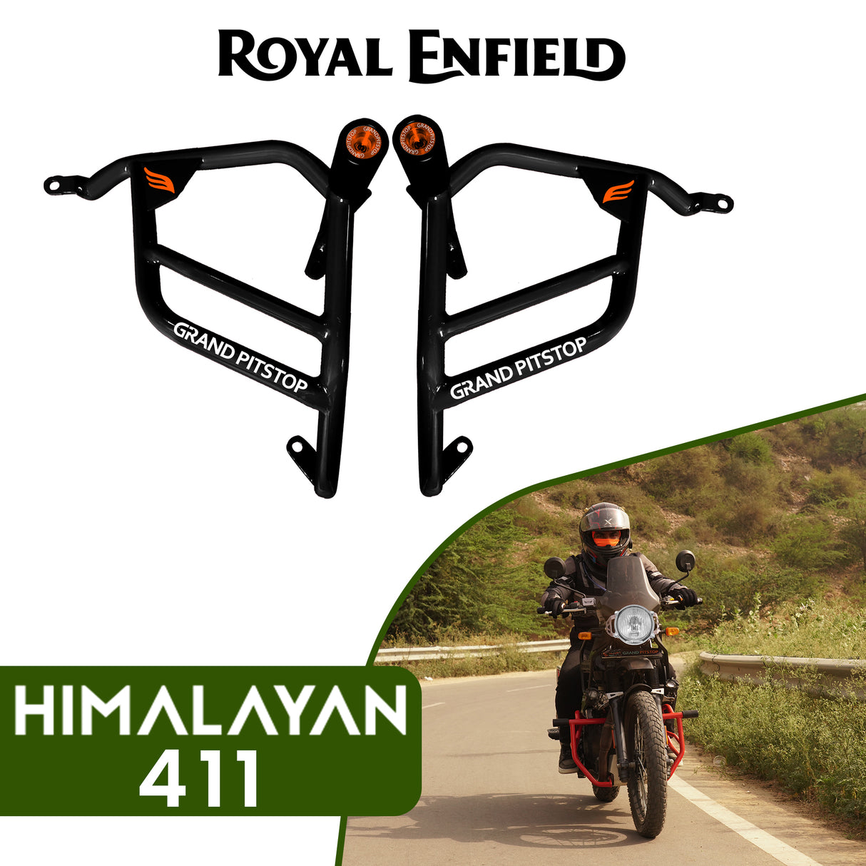 Crash Guard With Slider For Royal Enfield Himalayan - Black