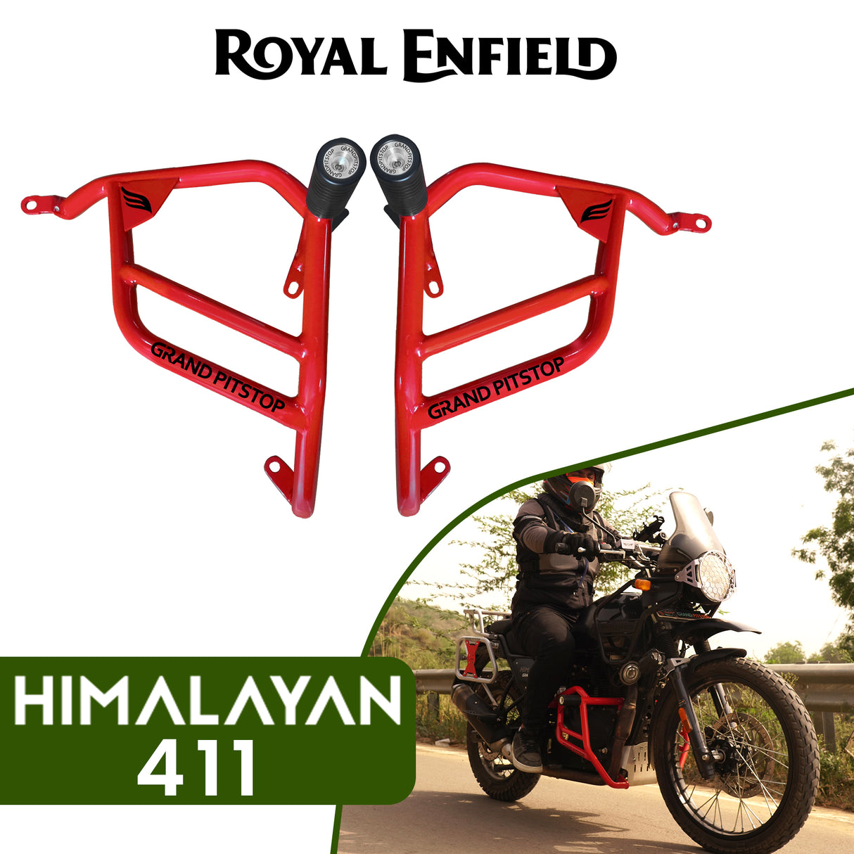 Crash Guard With Slider For Royal Enfield Himalayan - Red