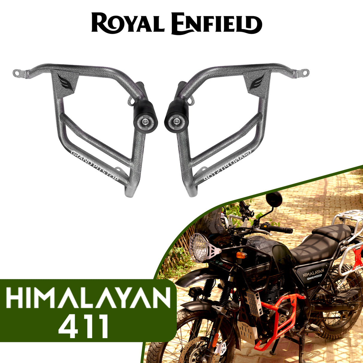 Crash Guard With Slider For Royal Enfield Himalayan - Antique Silver
