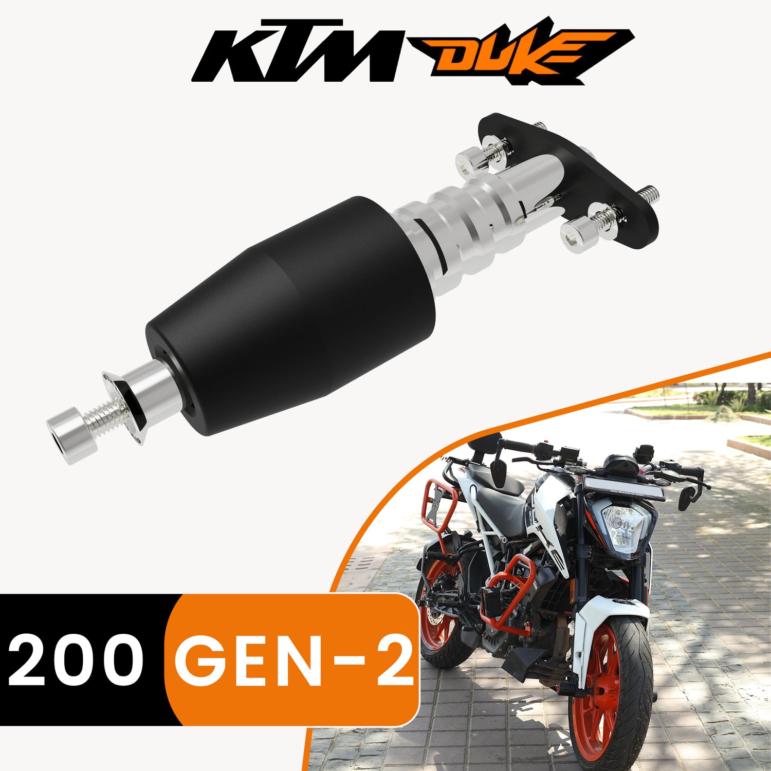Frame Slider for KTM DUKE 200 Gen 2 - Black & Silver