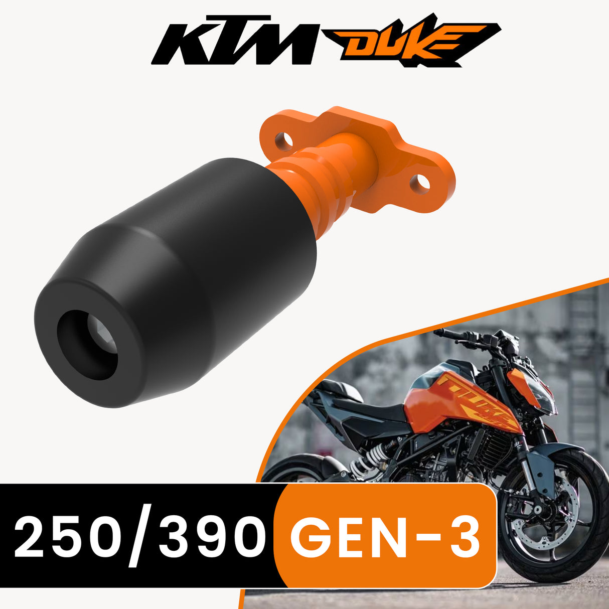 Frame Slider for KTM DUKE 390/250 Gen 3 - Black & Orange