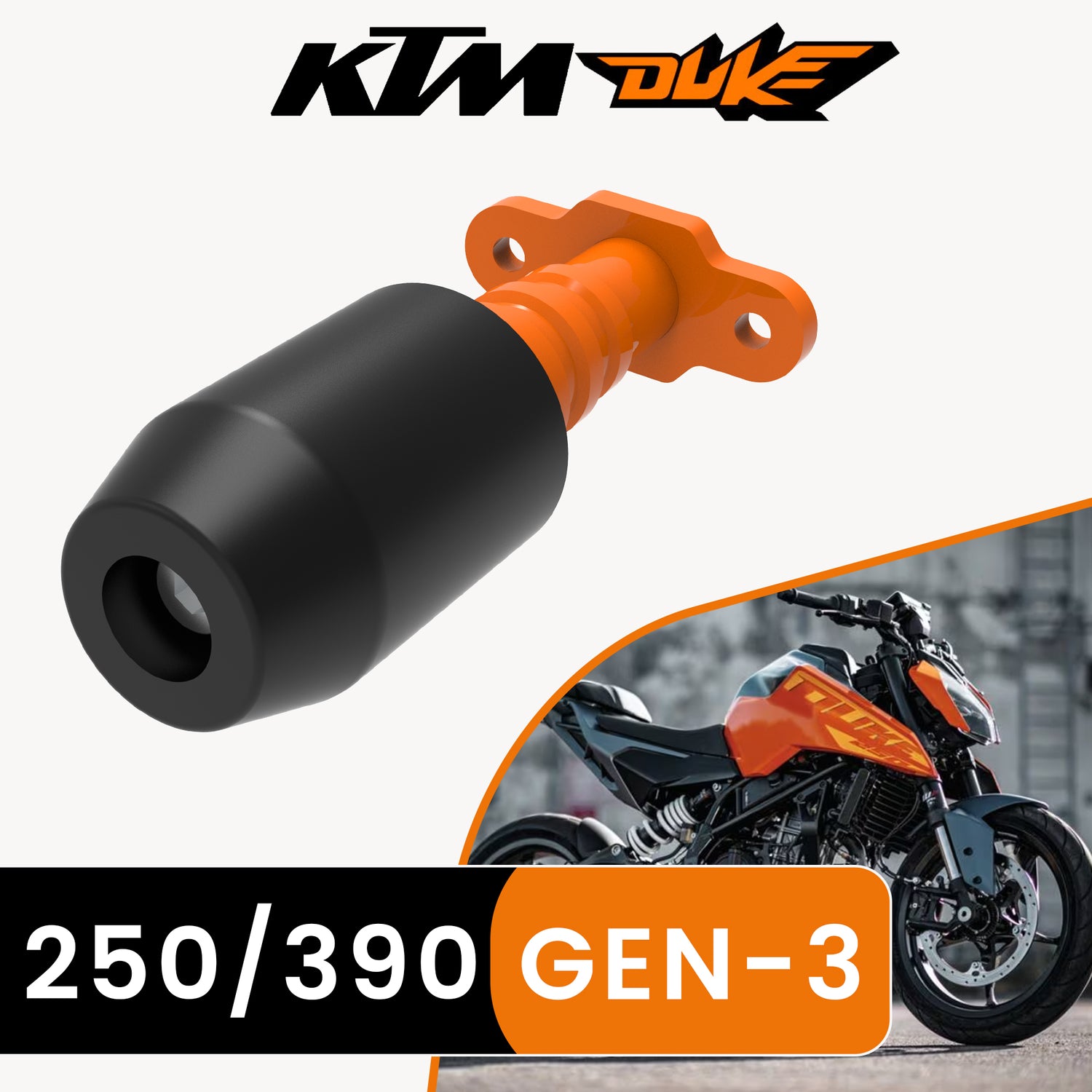 Frame Slider for KTM DUKE 390/250 Gen 3 - Black & Orange