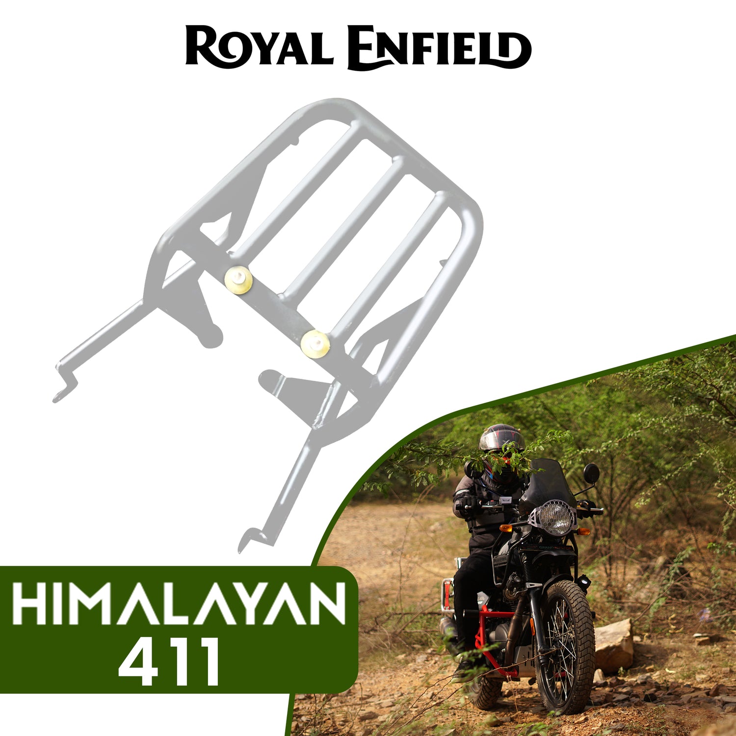 Extended Top Rack-Carrier Without Plate (compatible with Pillion Backrest) For Royal Enfield Himalayan - Silver