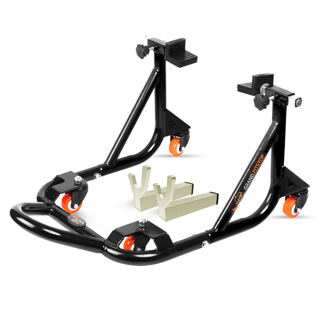 Dismantlable Rear Paddock Stand With 360 Rotation & Skate Wheels (Bike Wt upto: 280 kgs) - Black