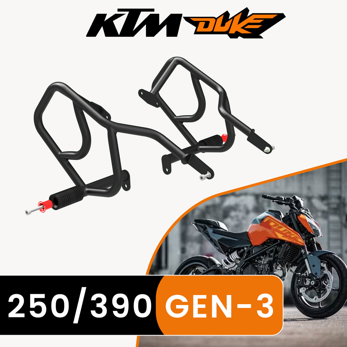 Crash Guard (Pair) for KTM 390 Duke Gen 3 - Black