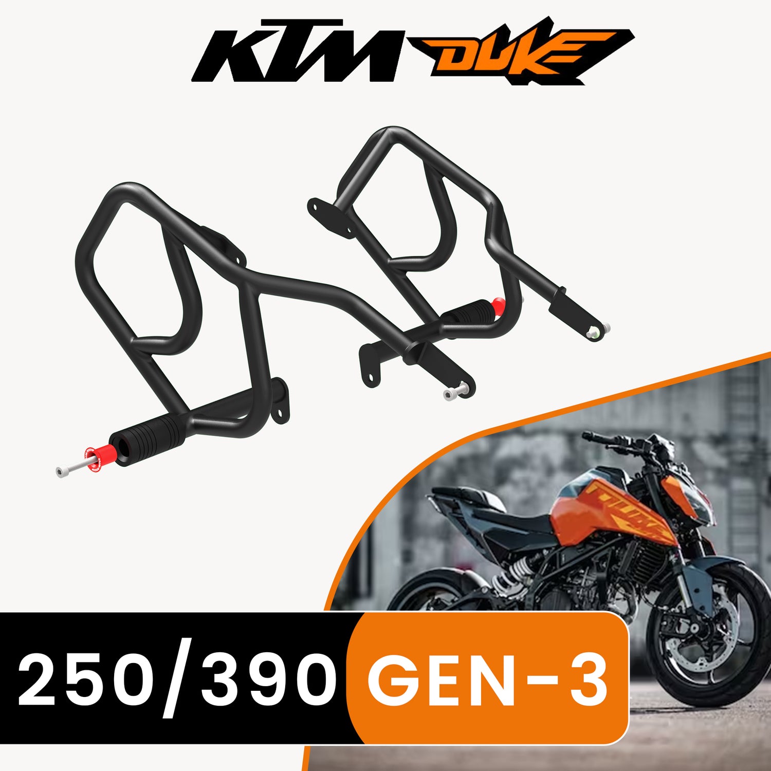 Crash Guard (Pair) for KTM 390 Duke Gen 3 - Black