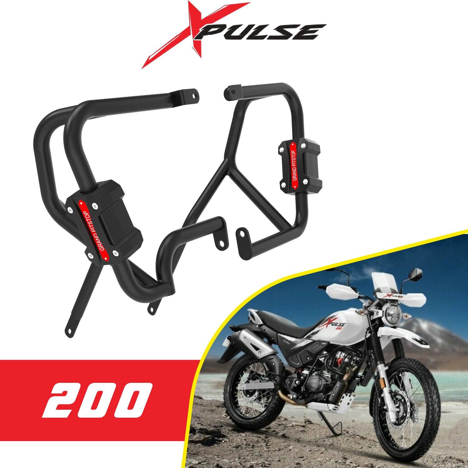 Crash Guard (Pair) for Hero Xpulse 200 and Xpulse 400 - Black