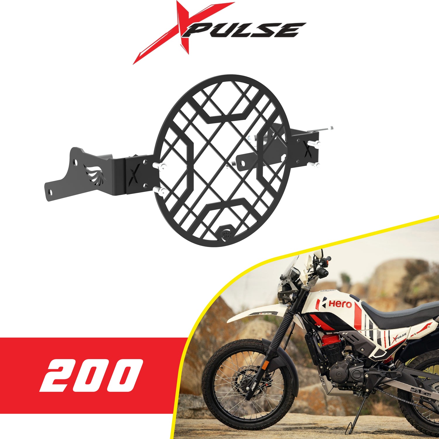 Headlight Grill for Hero Xpulse 200 and Xpulse 400 - Black