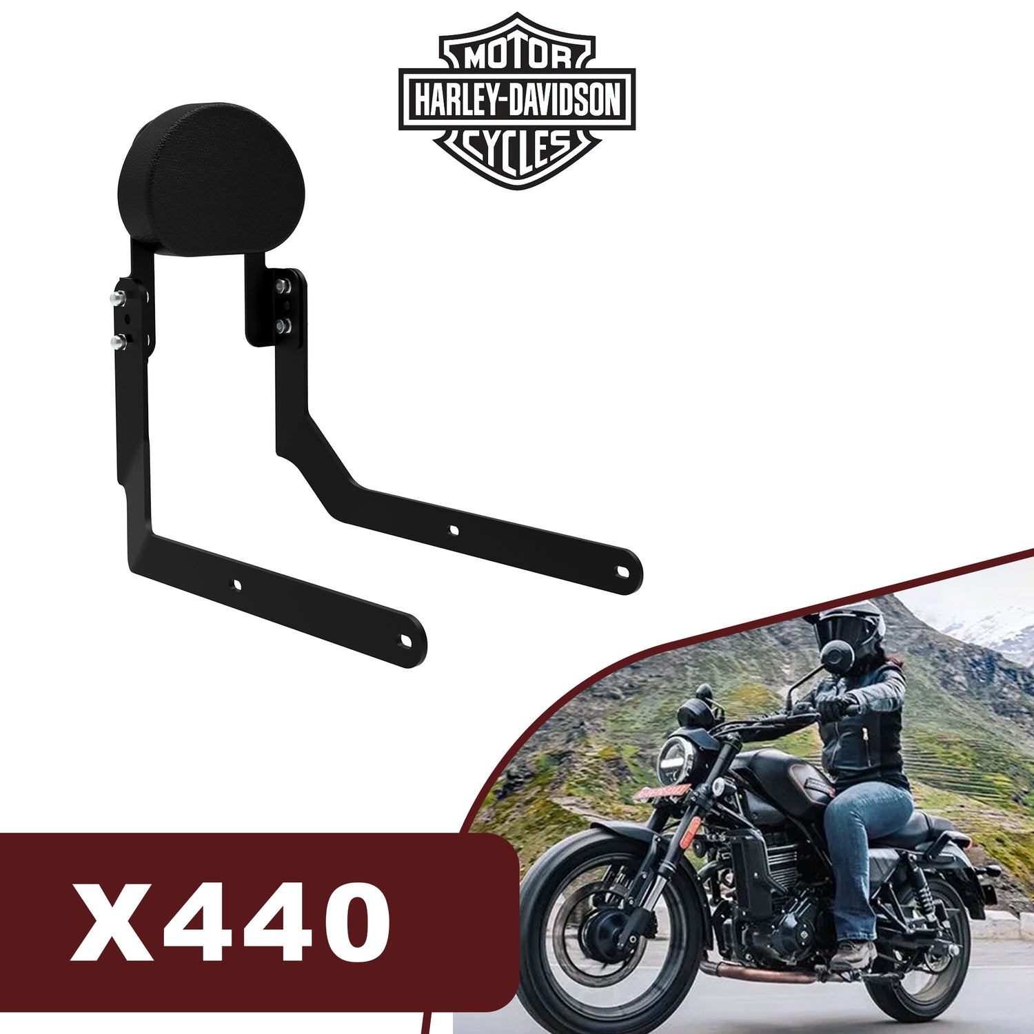 Bakcrest stand for Harley-Davidson X 440 - Black