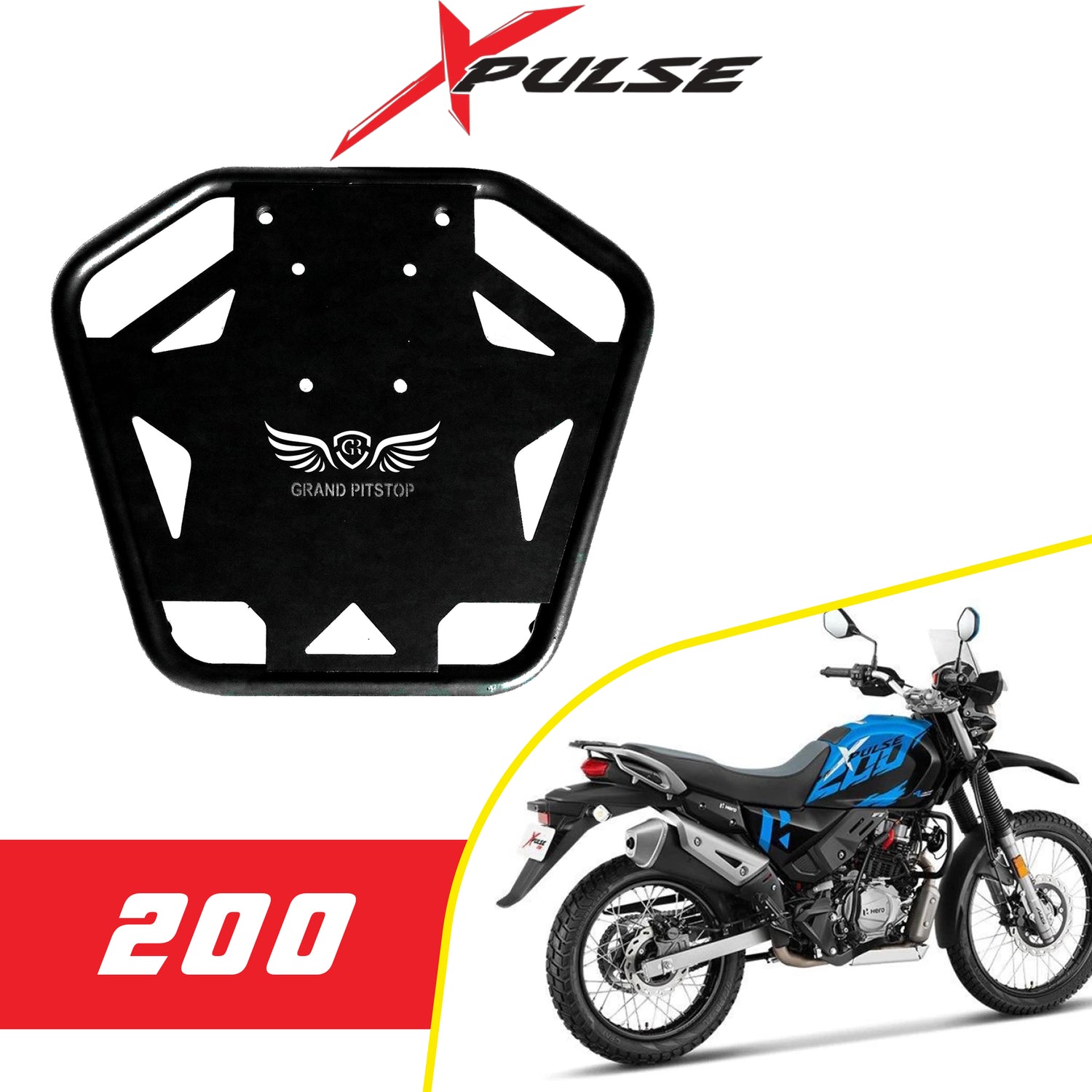 Extended Top Rack with Plate for Hero Xpulse 200/400 - Black