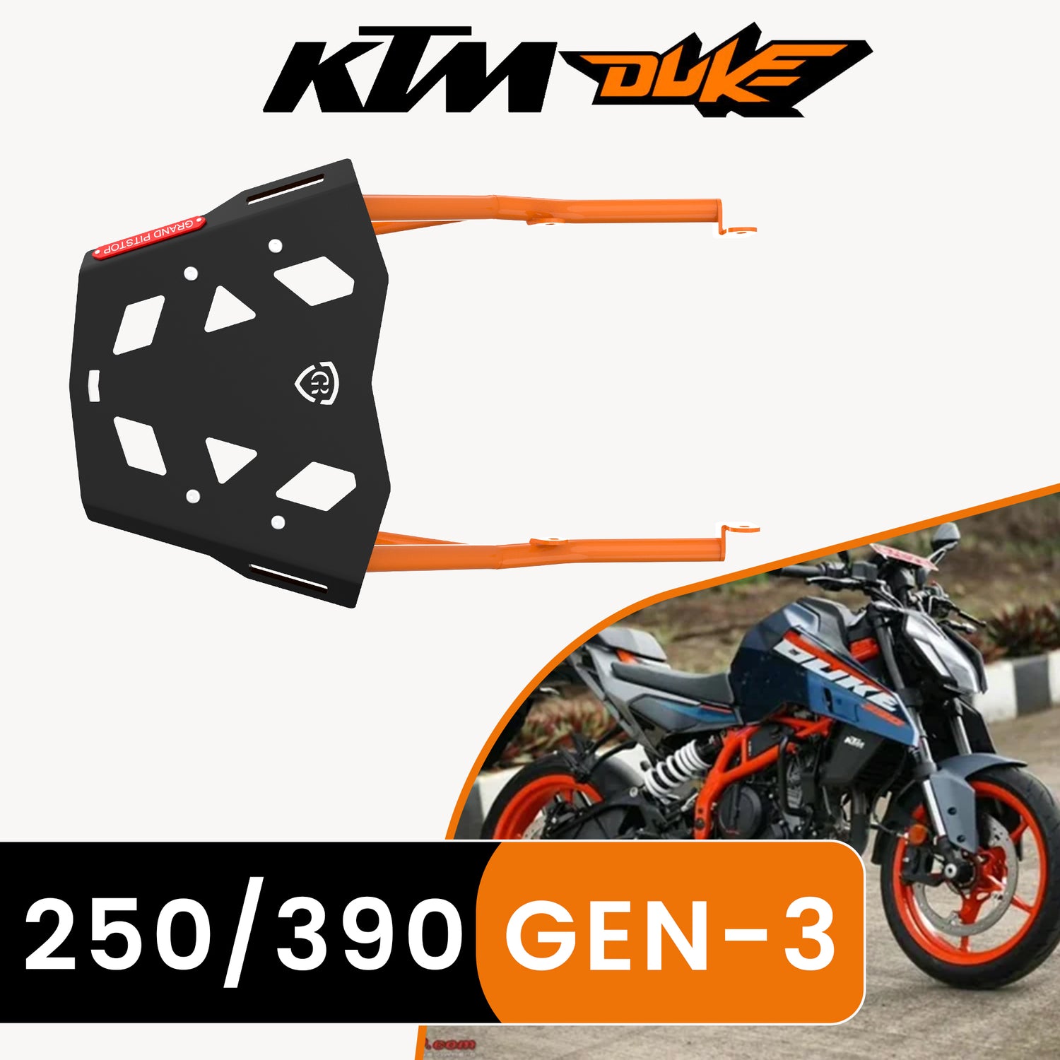 Extended Top Rack with Plate for KTM 30/250 Dule Gen 3 - Black & Orange