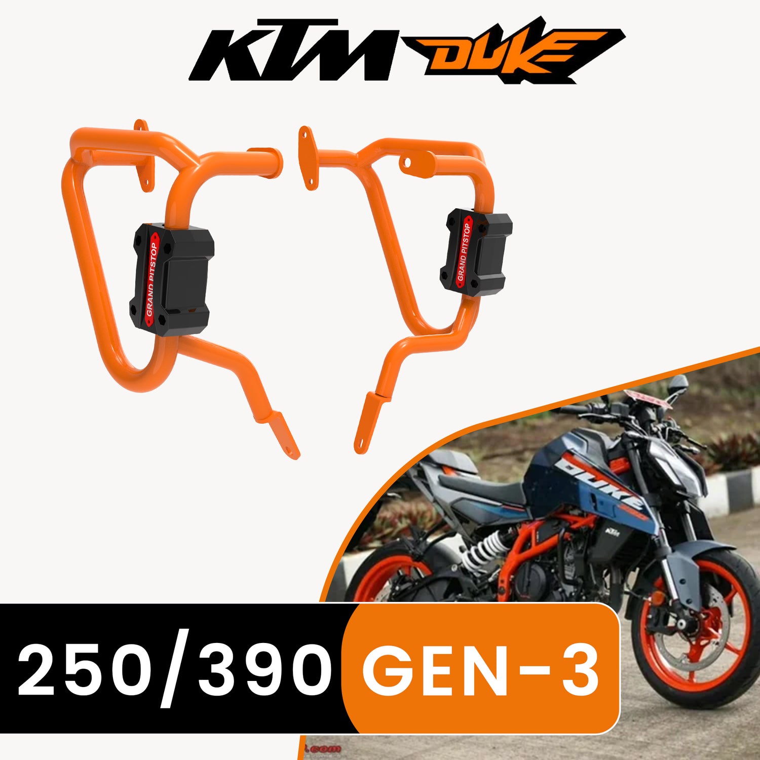 Crash Guard (Pair) for KTM 390 and KTM 250 Duke Gen 3 - Orange
