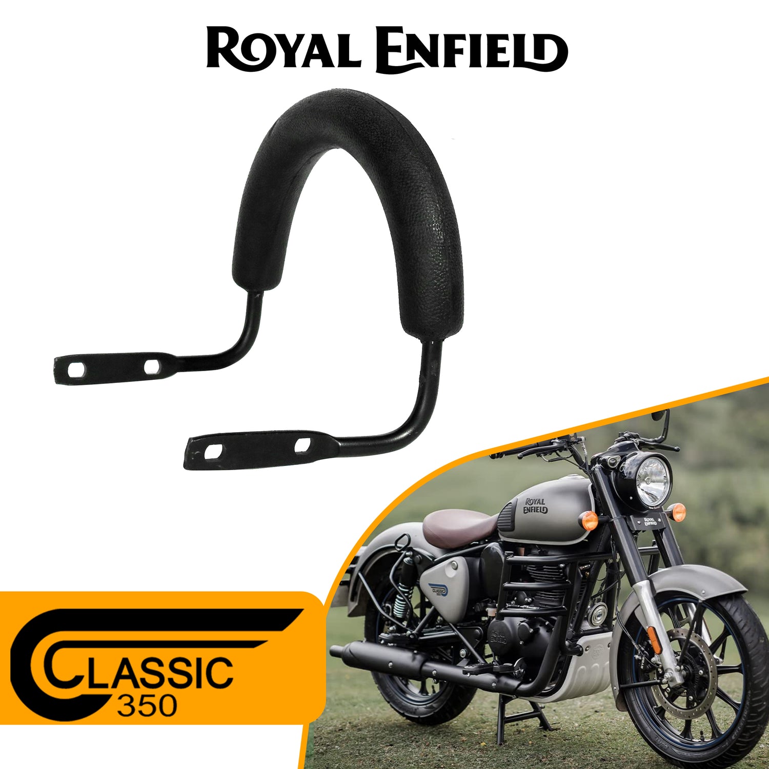 Backrest Support for Royal Enfield Classic 350 - Black