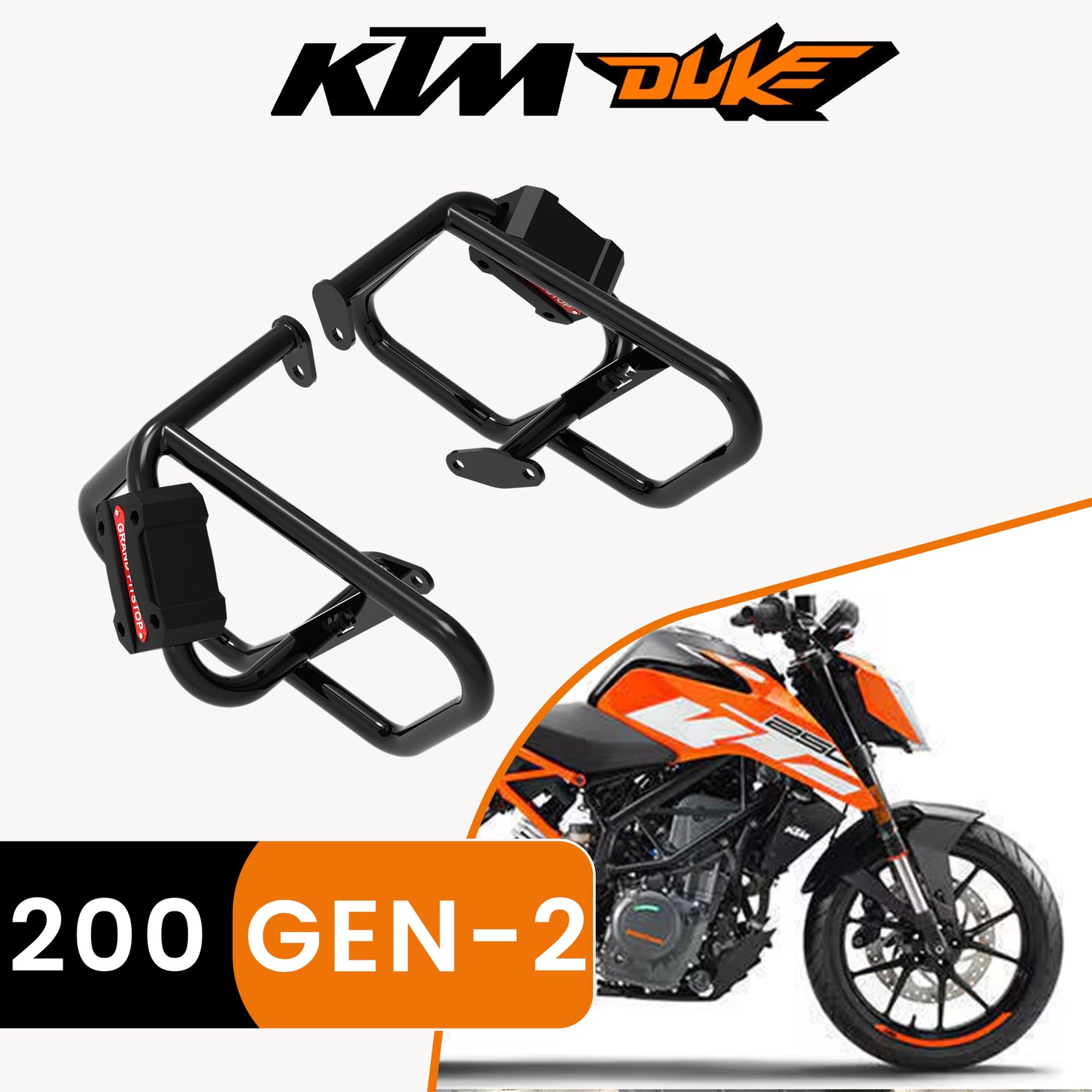 Crash Guard (Pair) for KTM 200 Duke Gen 2 - Black