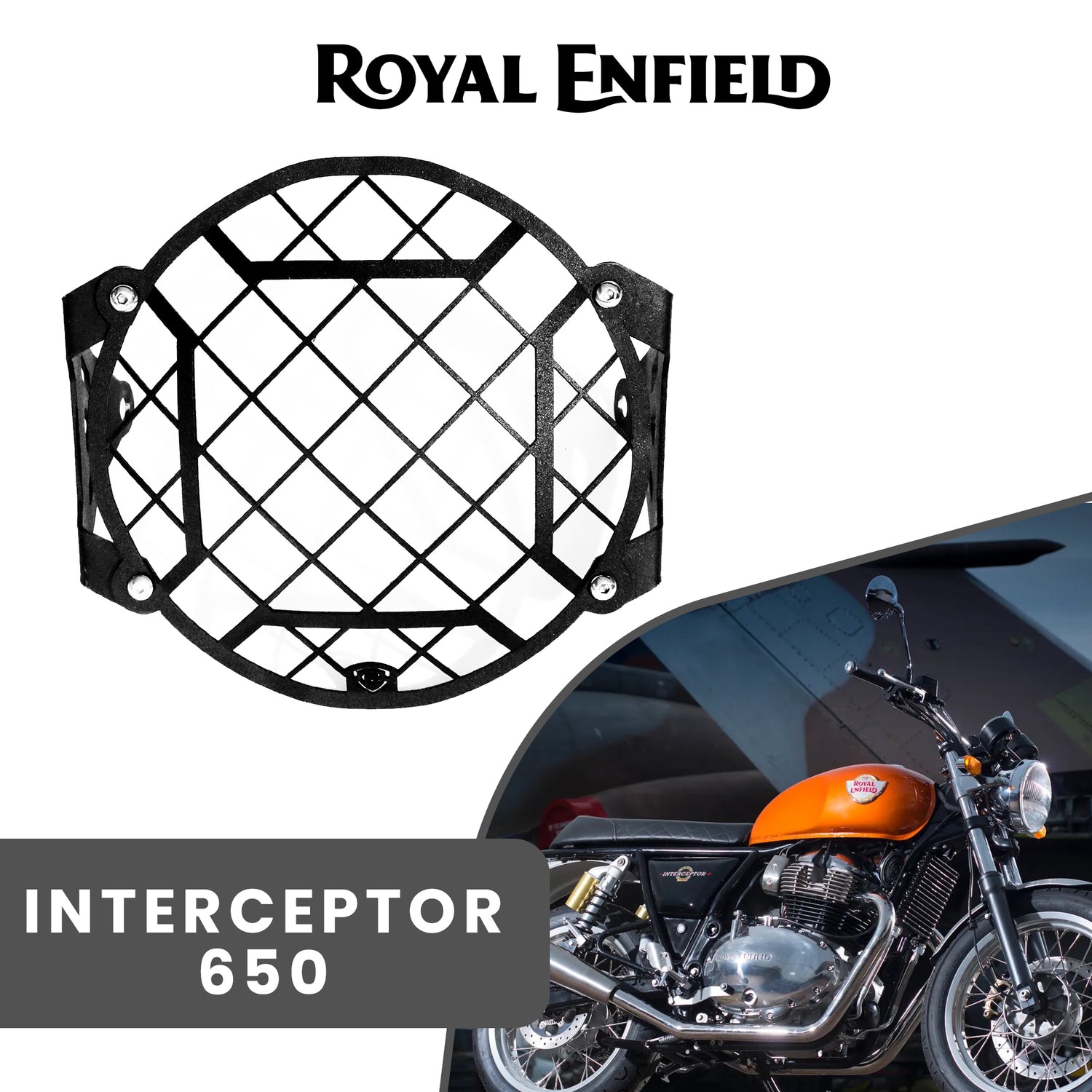 Headlight Grill X Design for Royal Enfield Interceptor - Black
