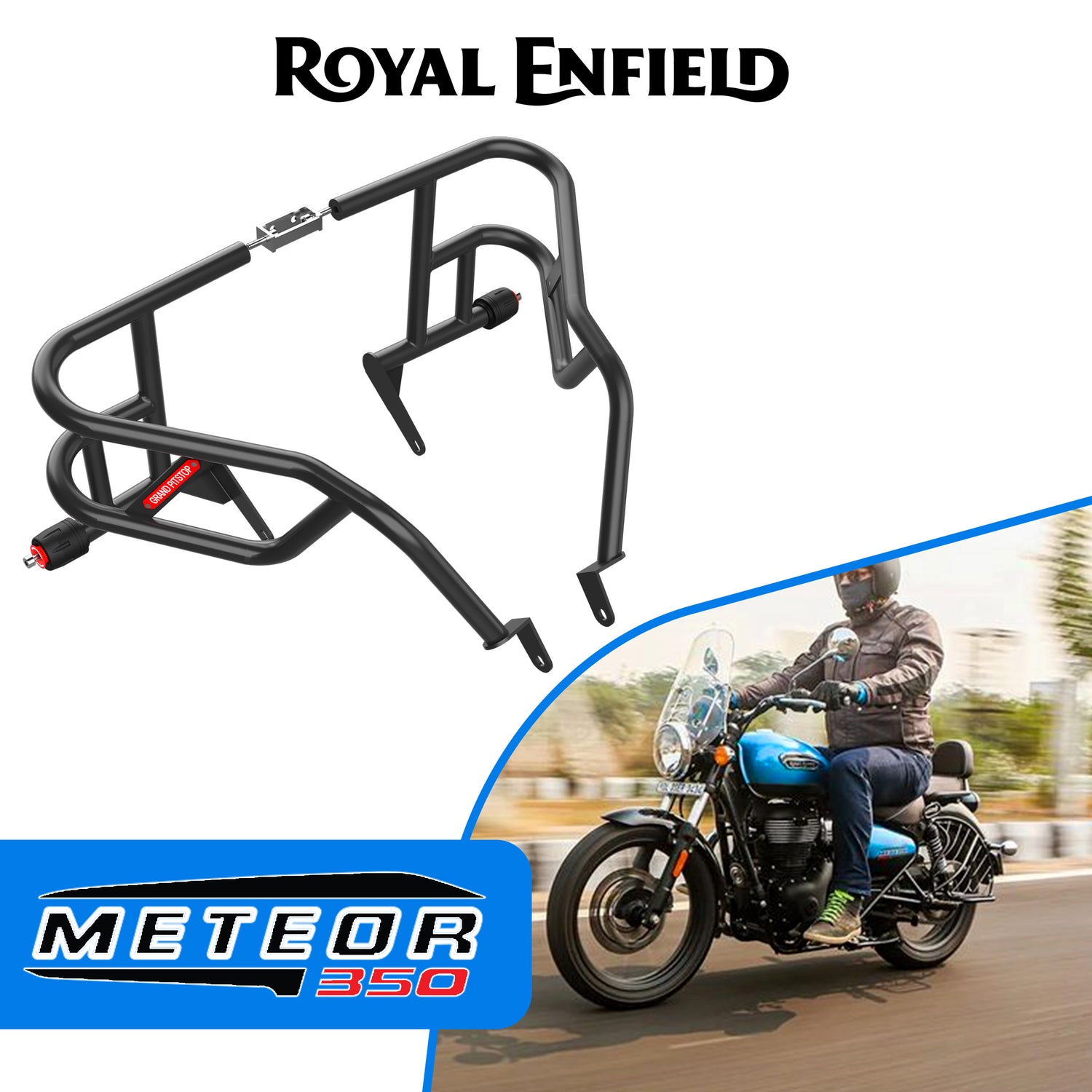 Crash Guard (Pair) for Royal Enfield Meteor 350 - Black