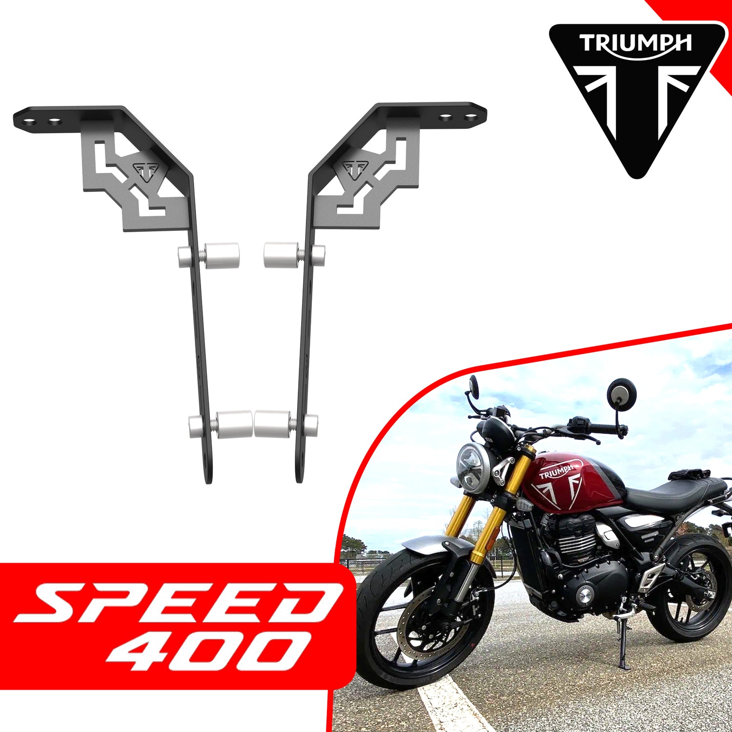 Fog Light Mount for Triumph Speed 400 - Black