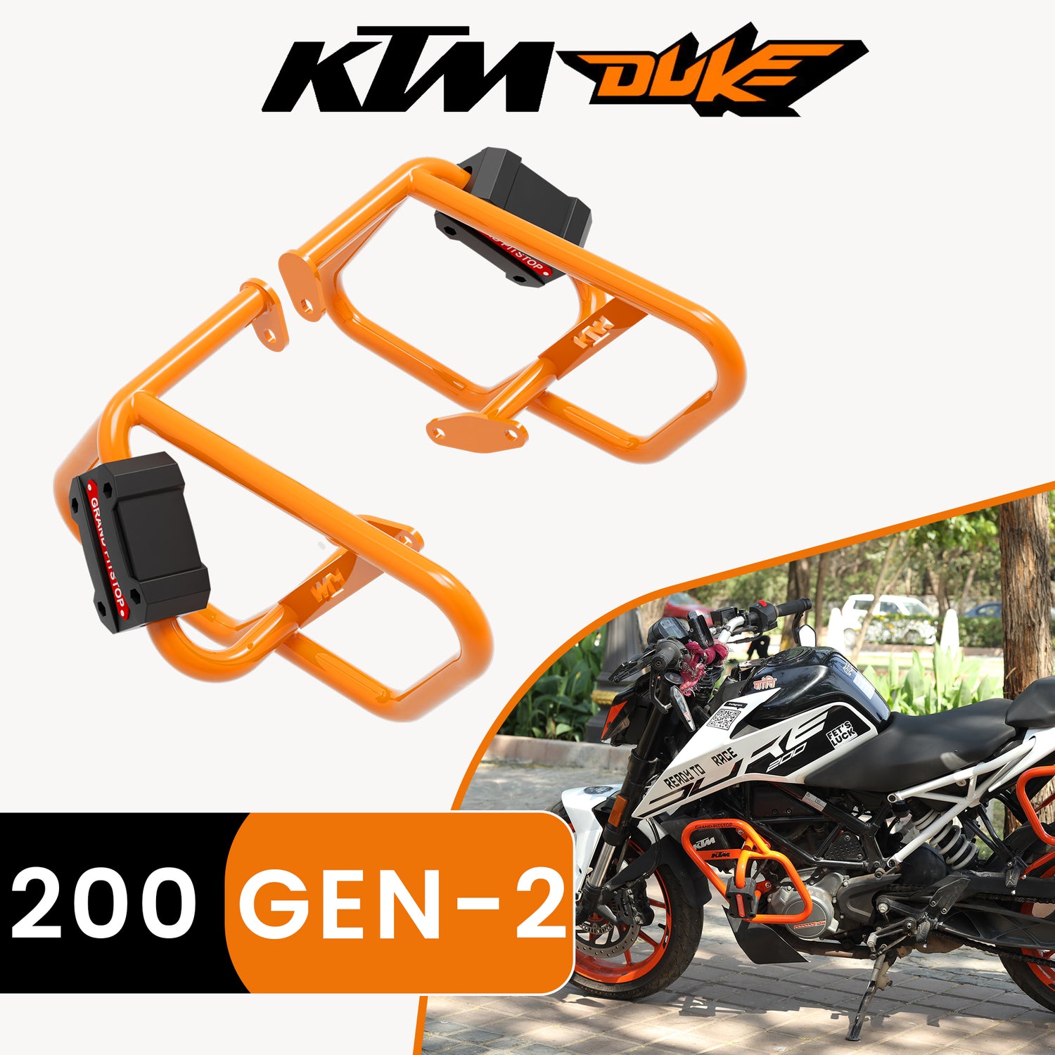 Crash Guard (Pair) for KTM 200 Duke Gen 2 - Orange