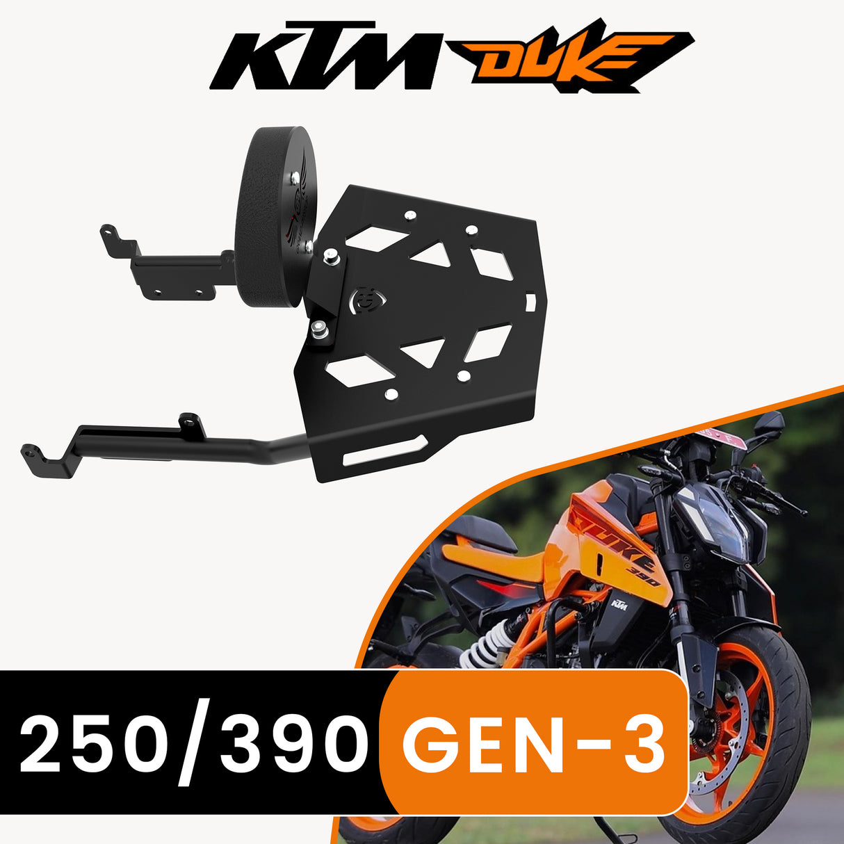 Toprack with Backrest for KTM 390/250 Duke Gen 3 - Black