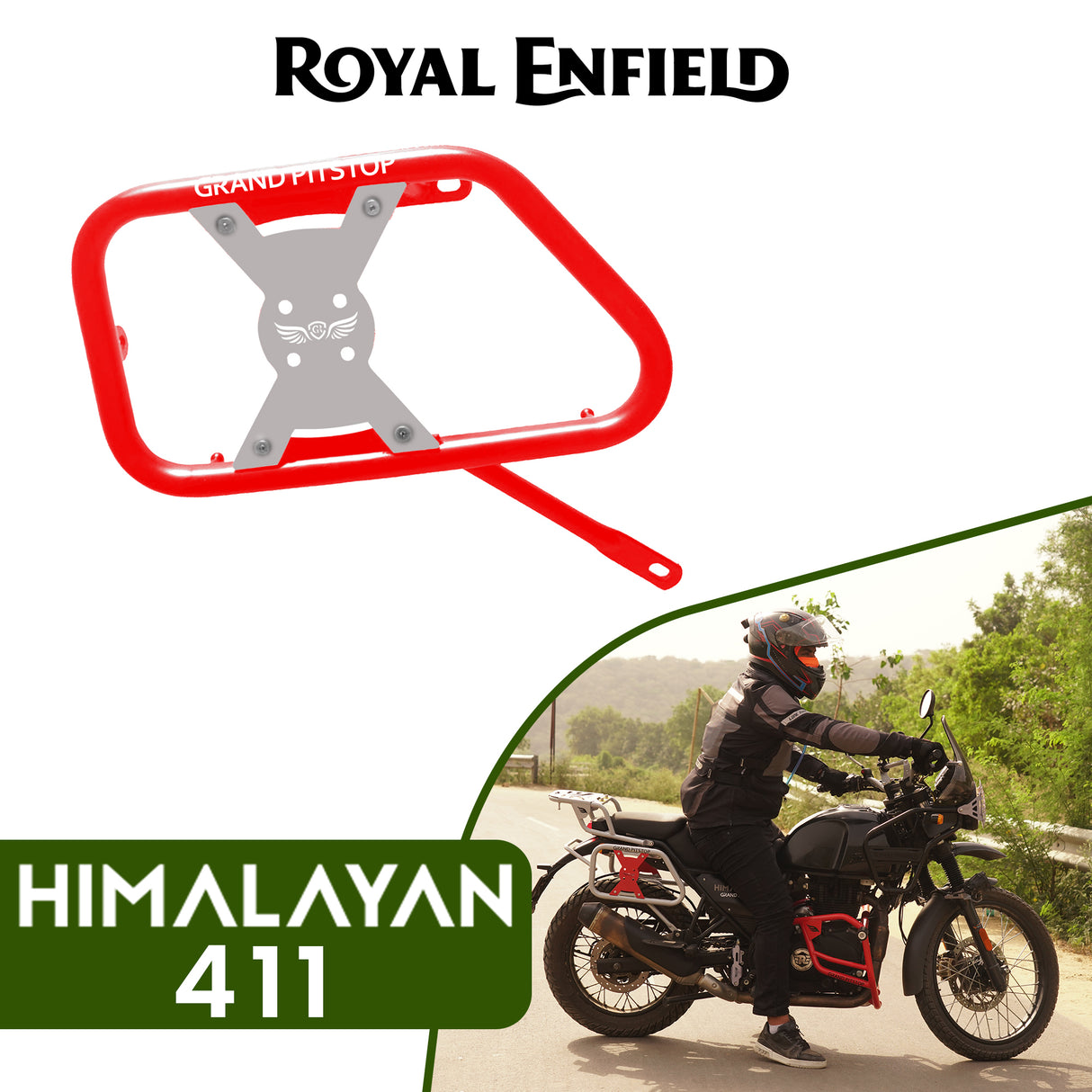 Saddle Stay (Pair) With Jerry Can Mounting for Royal Enfield Himalayan - Red & Silver