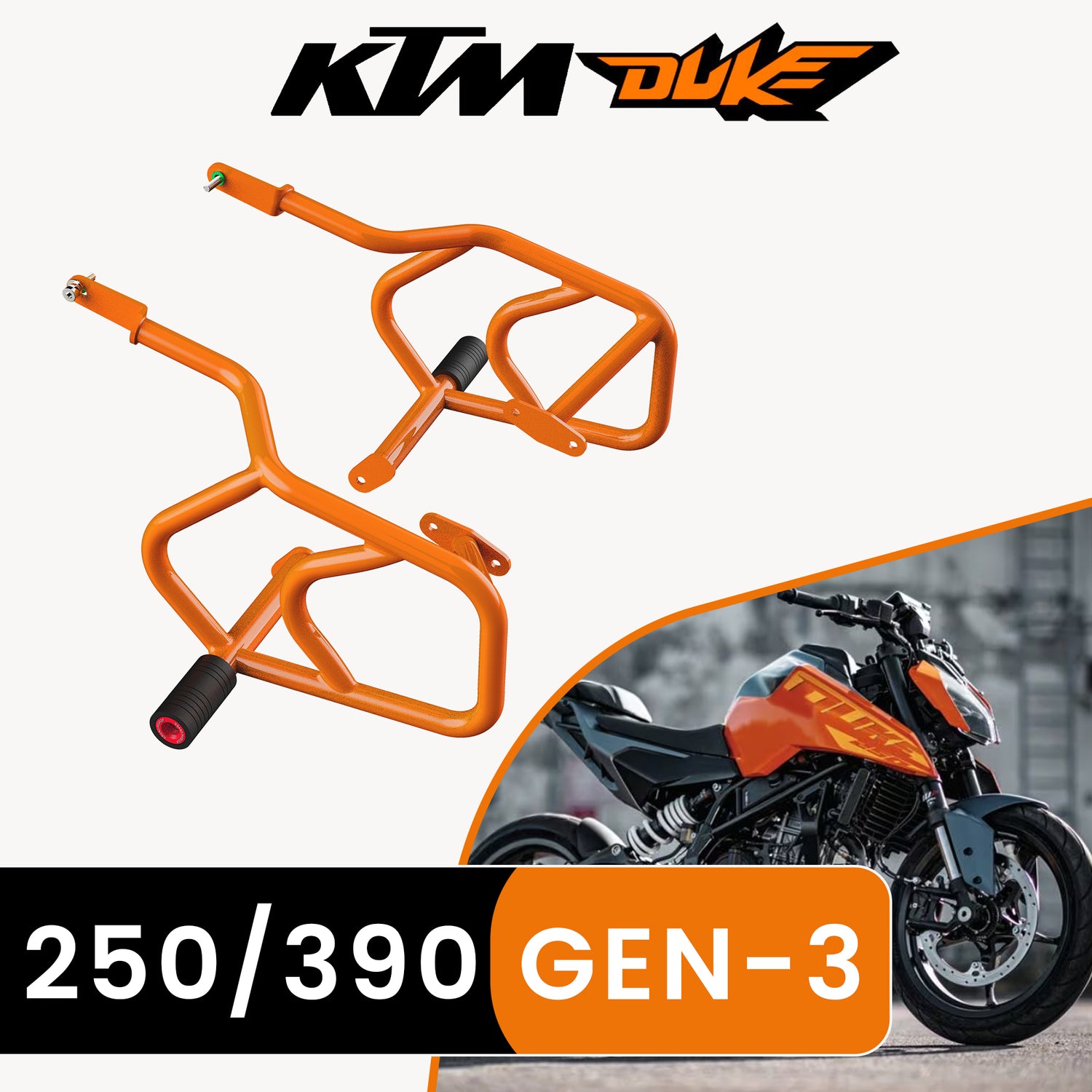 Crash Guard (Pair) for KTM 390 Duke Gen 3 - Orange