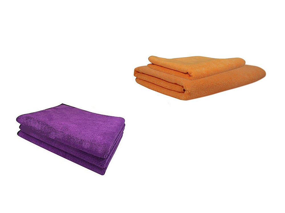 Microfiber Cleaning Cloth for Bike & Car (30 cm X 70 cm) - Pack of 2 (Brown and Purple)