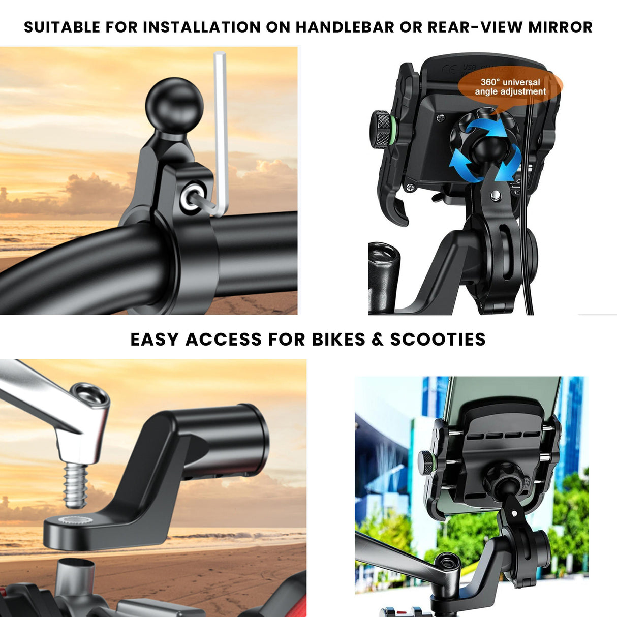 Jaw Grip Aluminium Mobile Holder with Vibration Dampener - Black