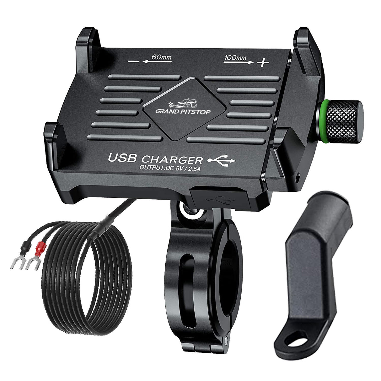 Claw Grip Aluminium Mobile Holder Mount with Charger - Black