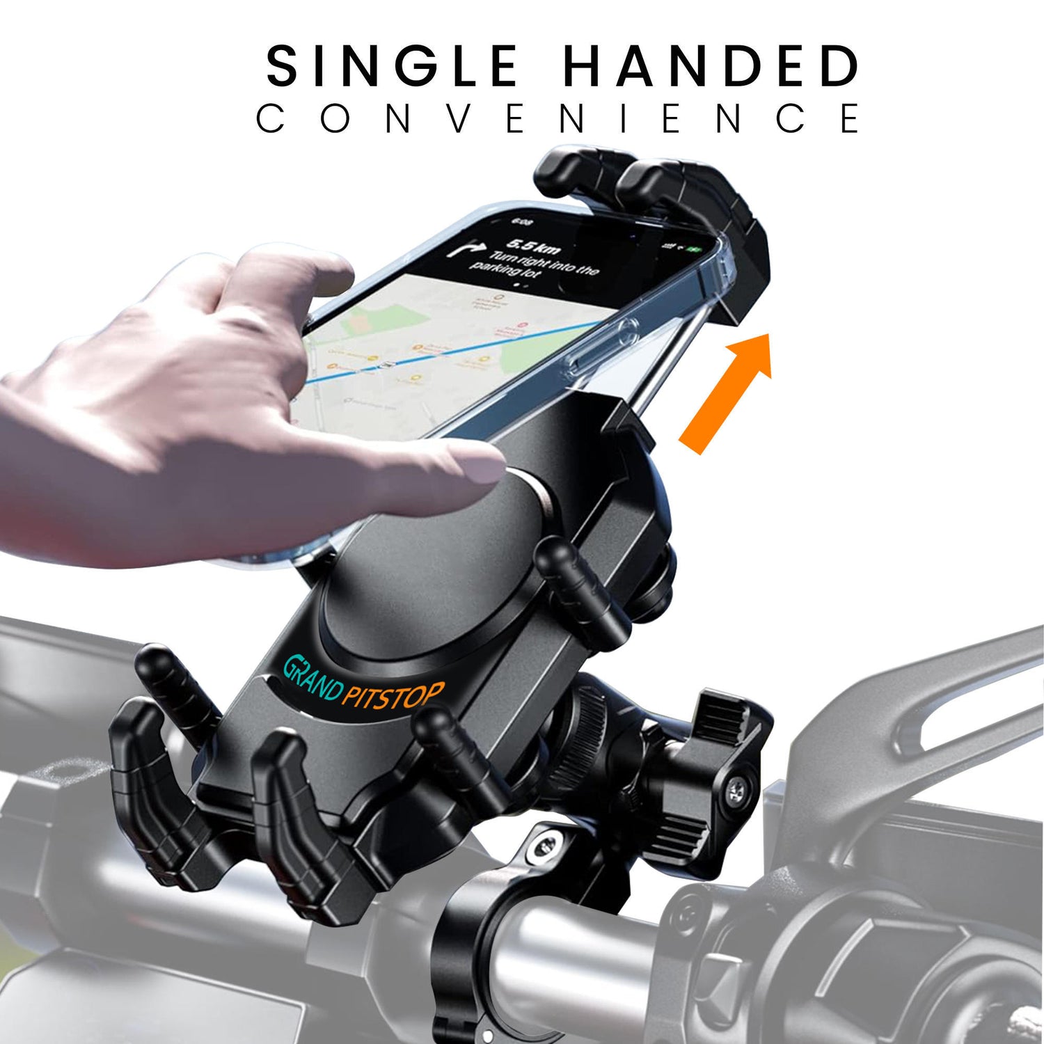 4-Sided Grip Anti Theft Mobile Holder With Vibration Dampener Handlebar Mount