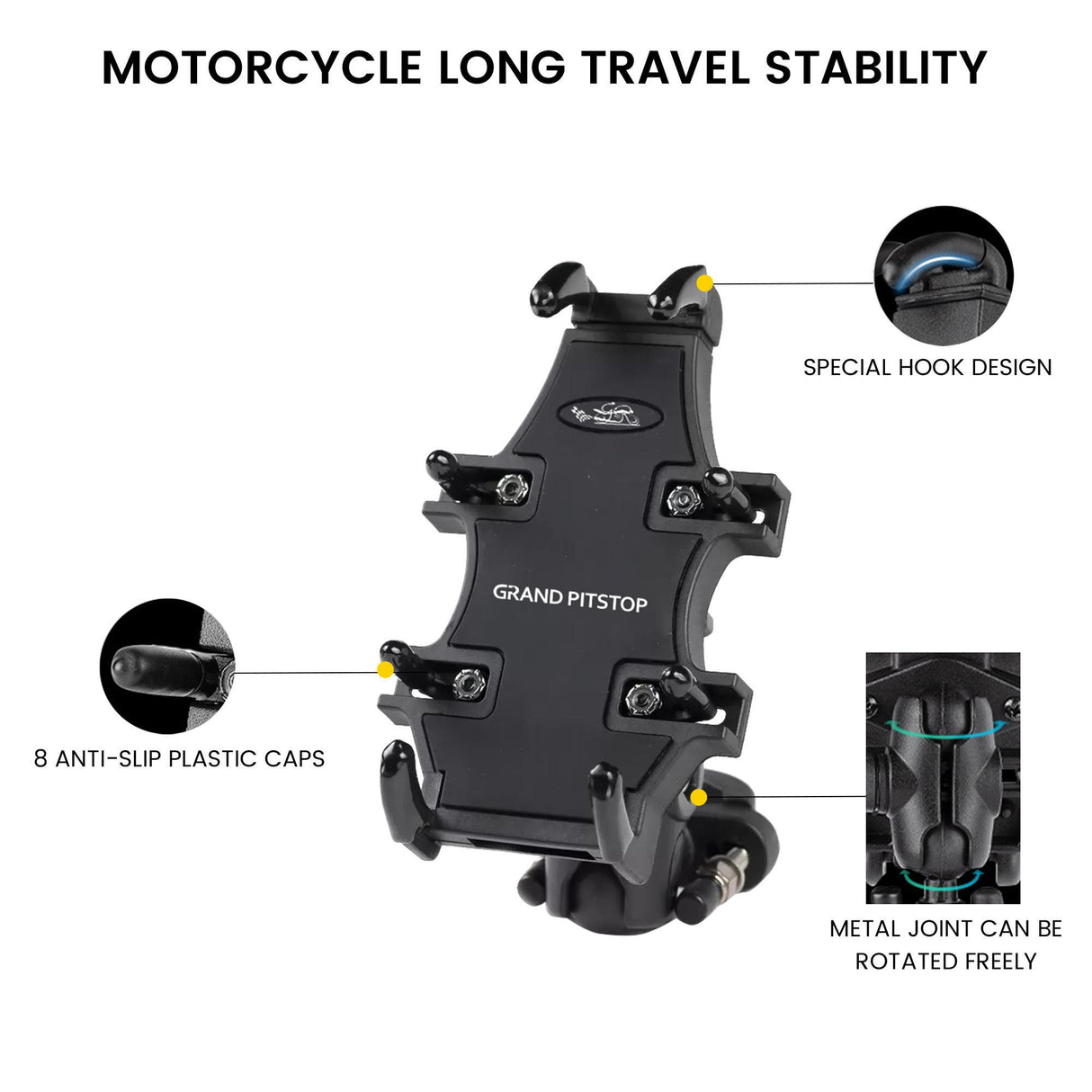 4-Sided Grip Anti Theft Mobile Holder Handlebar Mount