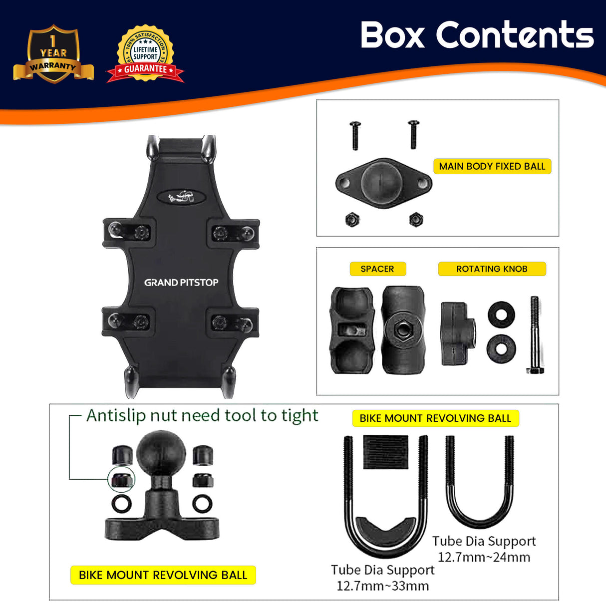 4-Sided Grip Anti Theft Mobile Holder Handlebar Mount