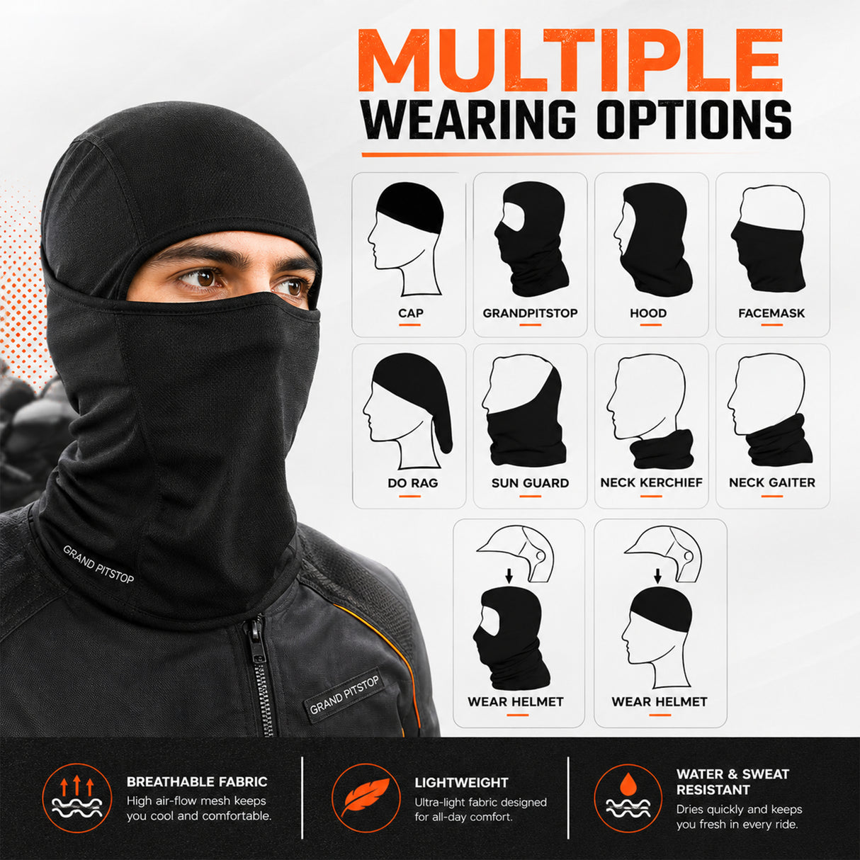 Face Mask for Bike, Ski, Cycling, Running, Hiking - Black