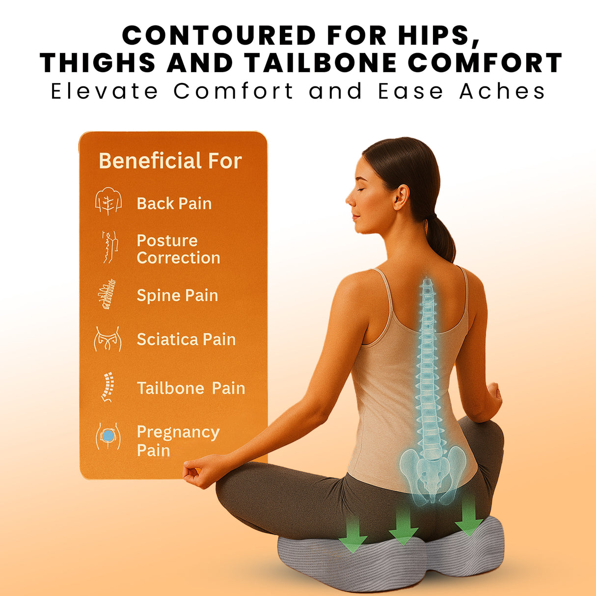 GRAND PITSTOP Ultimate Pro Seat Cushion | Relieves Back & Coccyx Pain | Cool Gel Memory Foam for Orthopedic Support | Weight up to 120 kg | for Long Sitting Hours on Office/Home Chair/Car | Grey