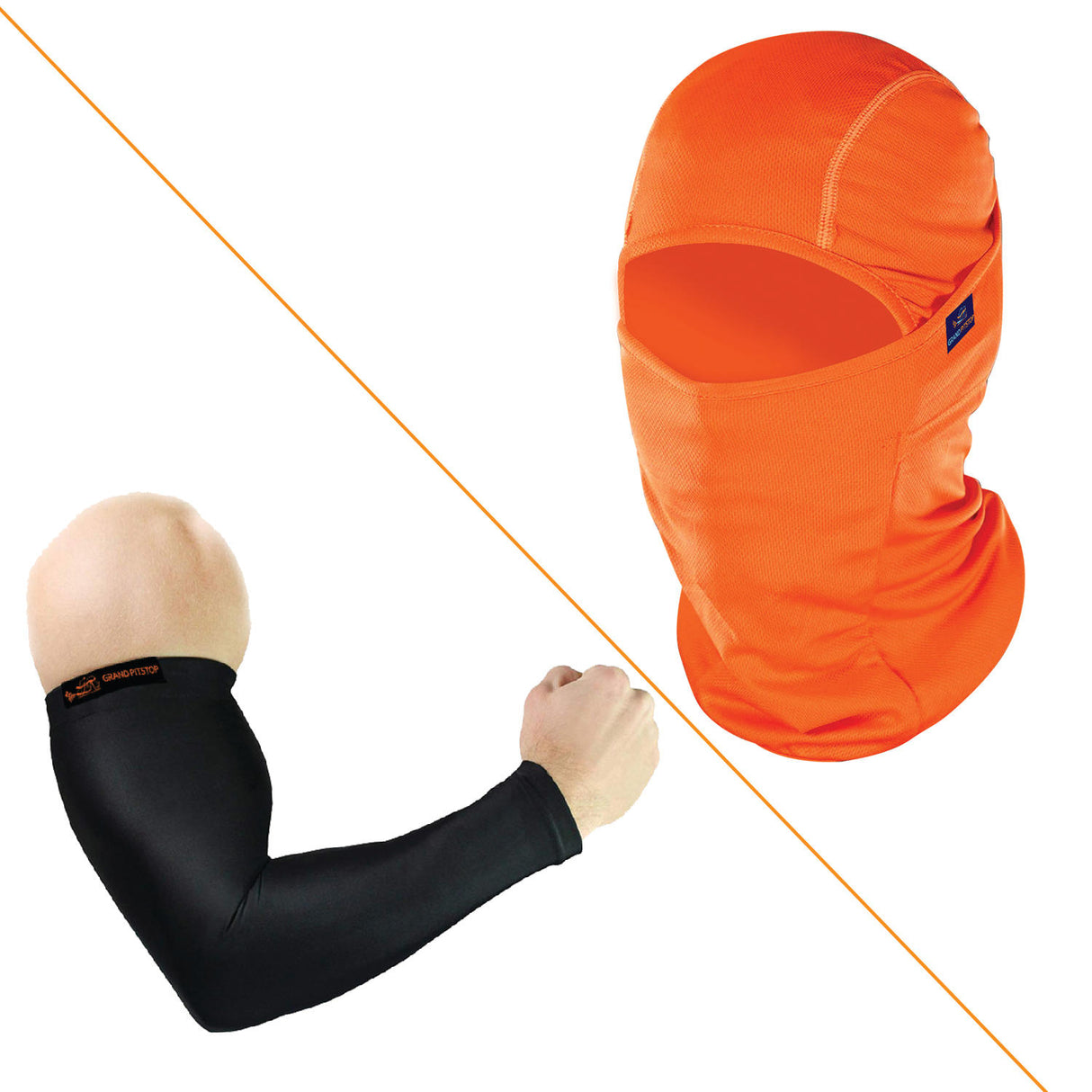 Arm Sleeves (Black) and Face Mask (Orange)