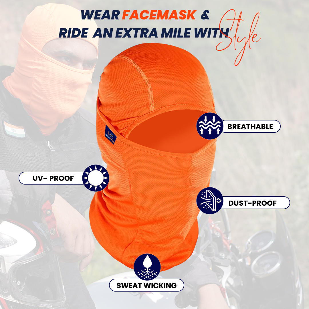 Arm Sleeves (Black) and Face Mask (Orange)