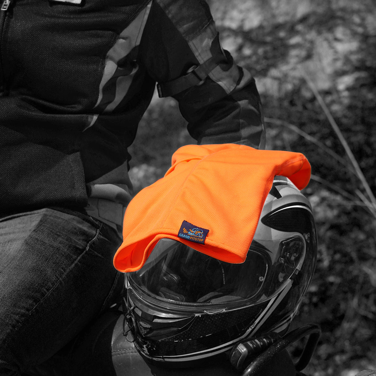 Arm Sleeves (Black) and Face Mask (Orange)