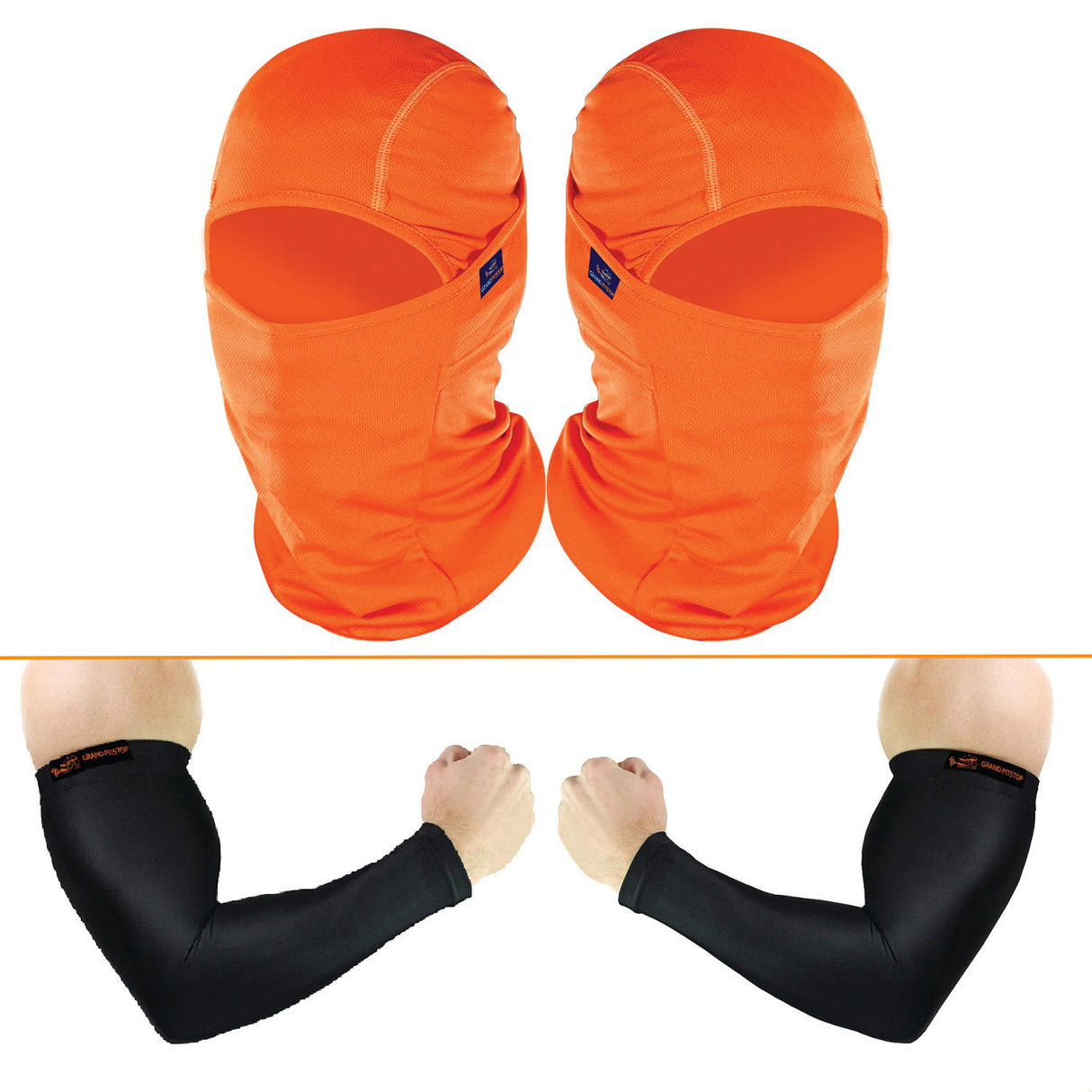 Arm Sleeves (Black) and Face Mask (Orange) (Pack of 4)