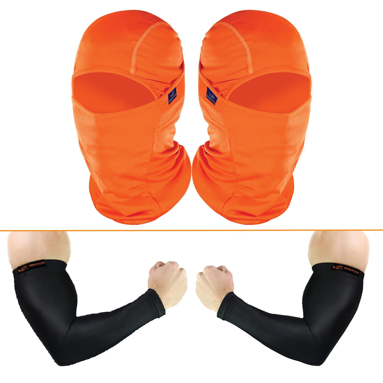 Arm Sleeves (Black) and Face Mask (Orange) (Pack of 4)
