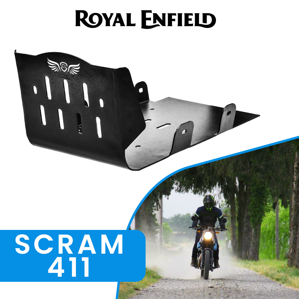ALUMINIUM SUMPGUARD - Black for Royal Enfield - SCRAM 411
