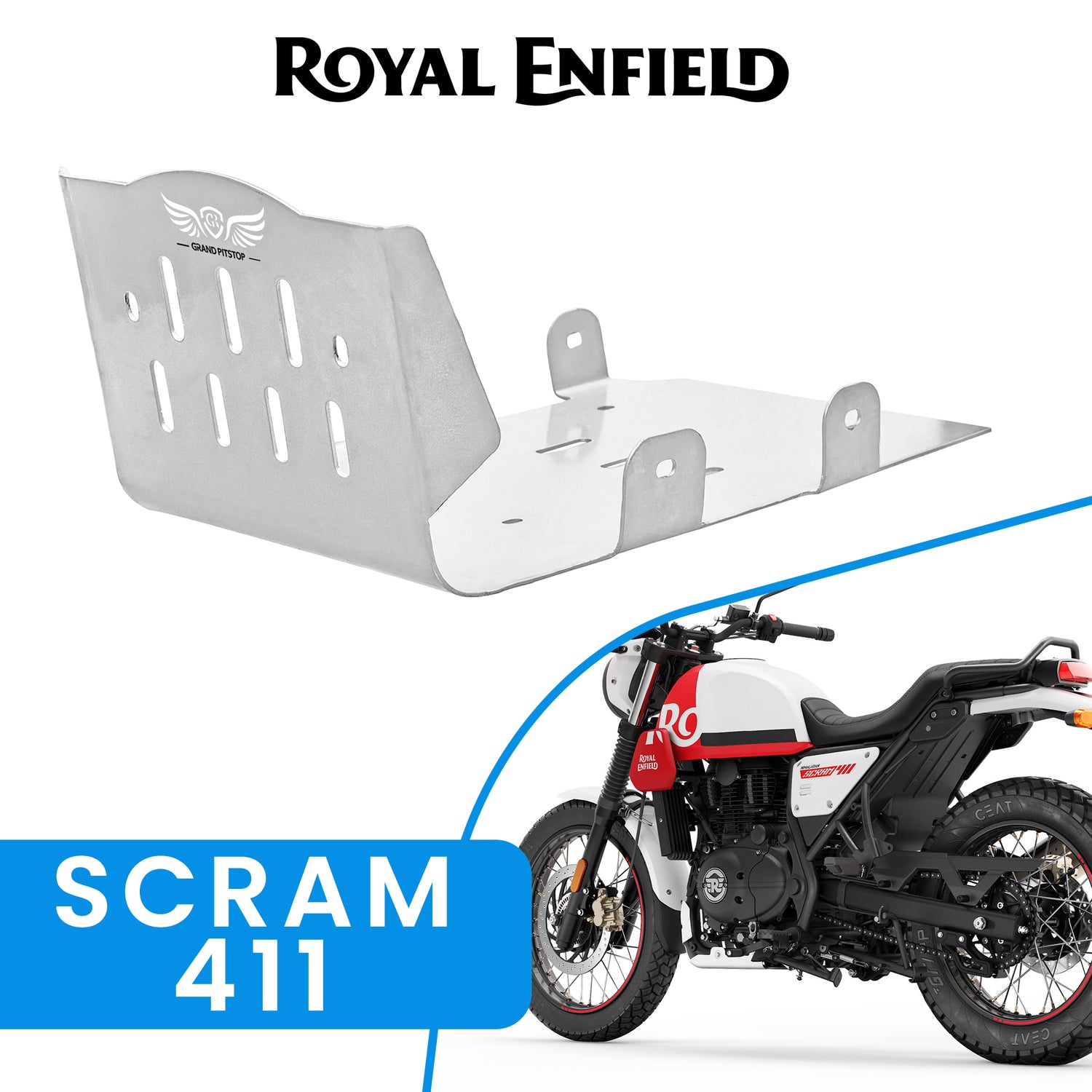 ALUMINIUM SUMPGUARD for Royal Enfield SCRAM 411 - Silver