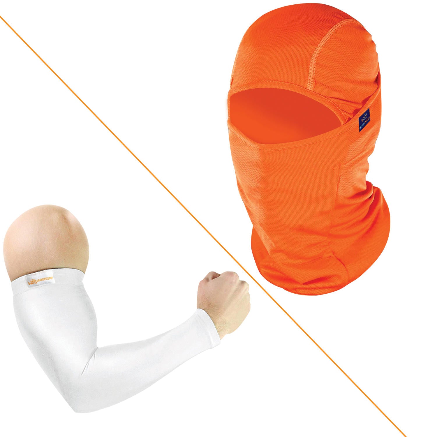Arm Sleeves (White) and Face Mask (Orange)