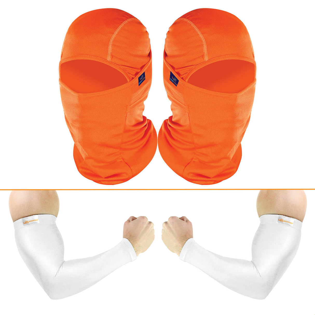 Arm Sleeves (White) & Face Mask (Orange) - Pack of 4