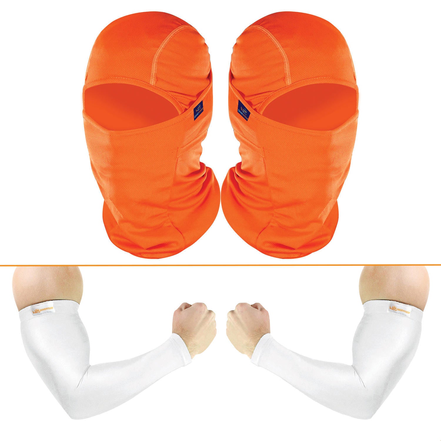 Arm Sleeves (White) & Face Mask (Orange) - Pack of 4