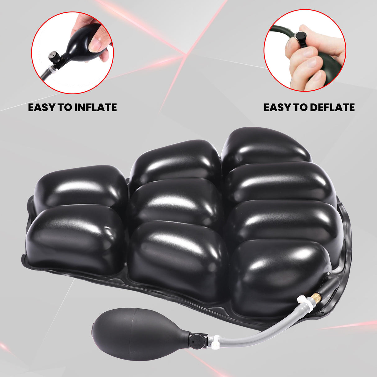 Air Comfy Seat Cushion for Medical, Offices, Home, Motorcycle and Car Lumbar Support - Sports Premium with Pump