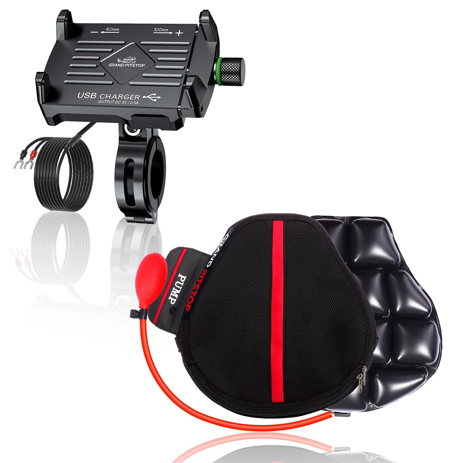 Combo - Air Seat for Medical, Offices, Home, Motorcycle and Car Lumbar Support & Claw Grip Mobile Holder