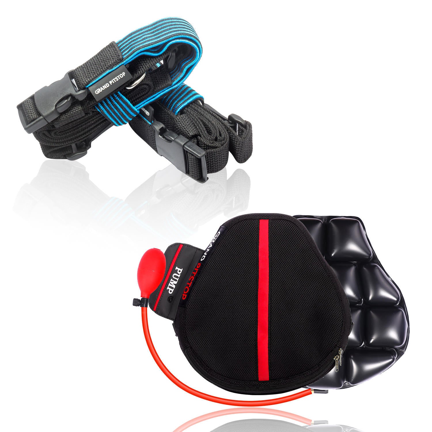 Combo - Air Seat for Medical, Offices, Home, Motorcycle and Car Lumbar Support & Luggage Strap