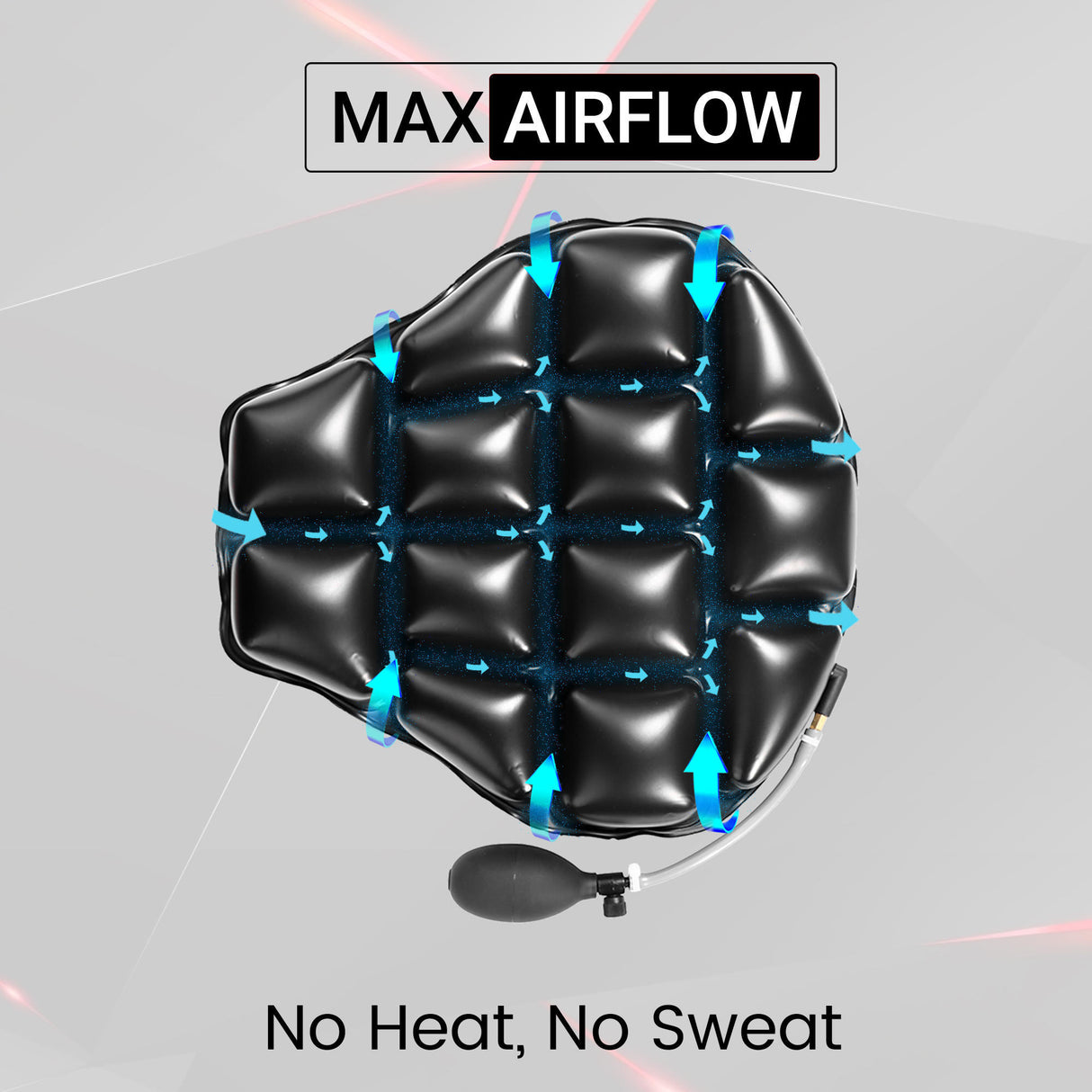 Air Comfy Seat Cushion for Medical, Offices, Home, Motorcycle and Car Lumbar Support - Cruiser Premium with Pump