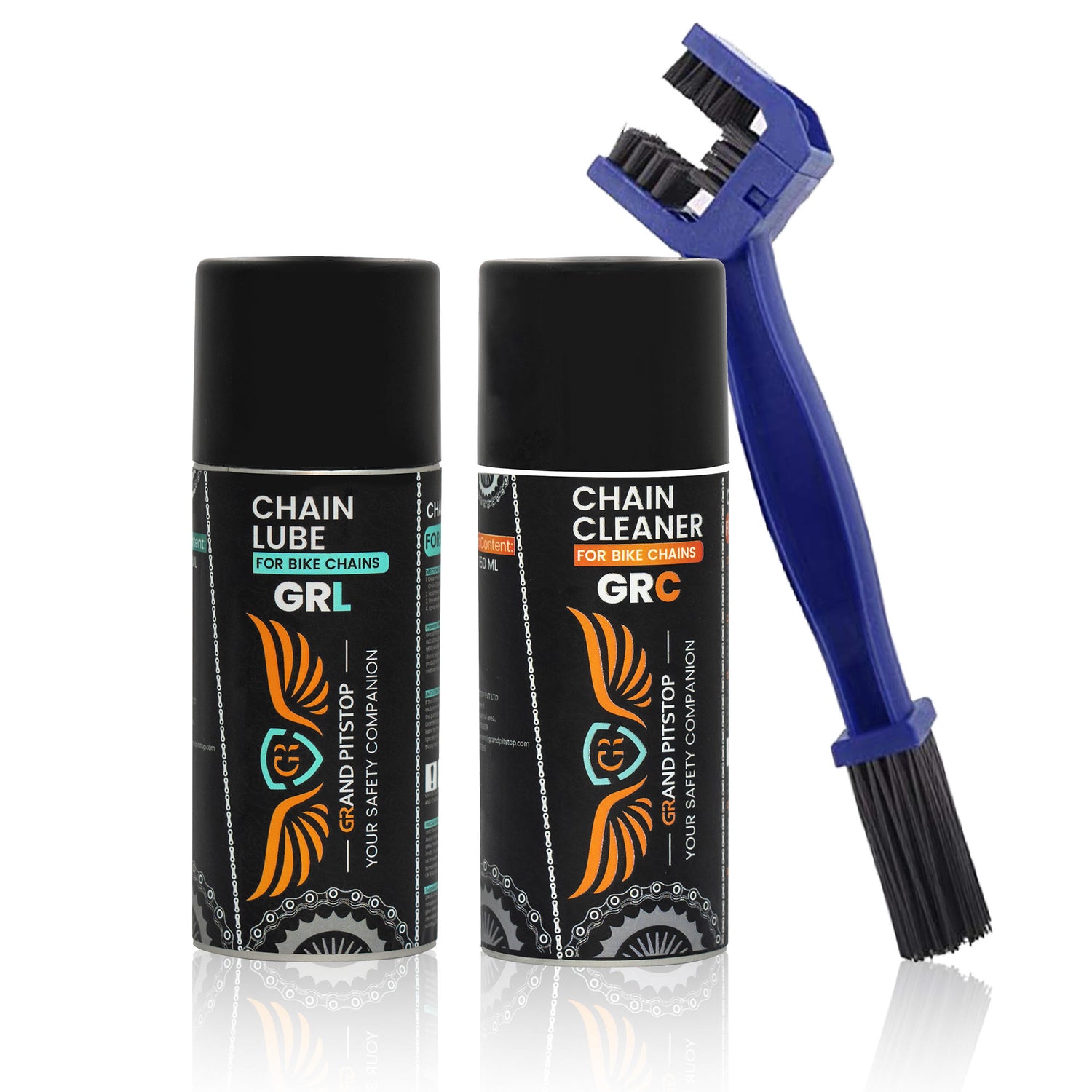 Combo of Chain Cleaning Brush & GR Chain Cleaner (160 ml) & GR Chain Lube (160 ml)