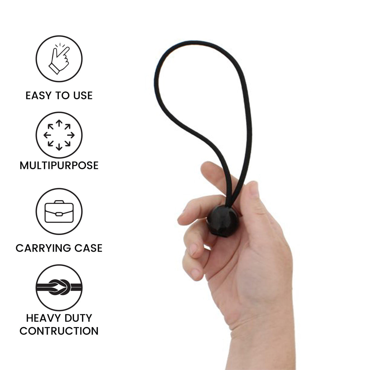 Bungee Balls (8 Inches) - Set Of 10 - Black