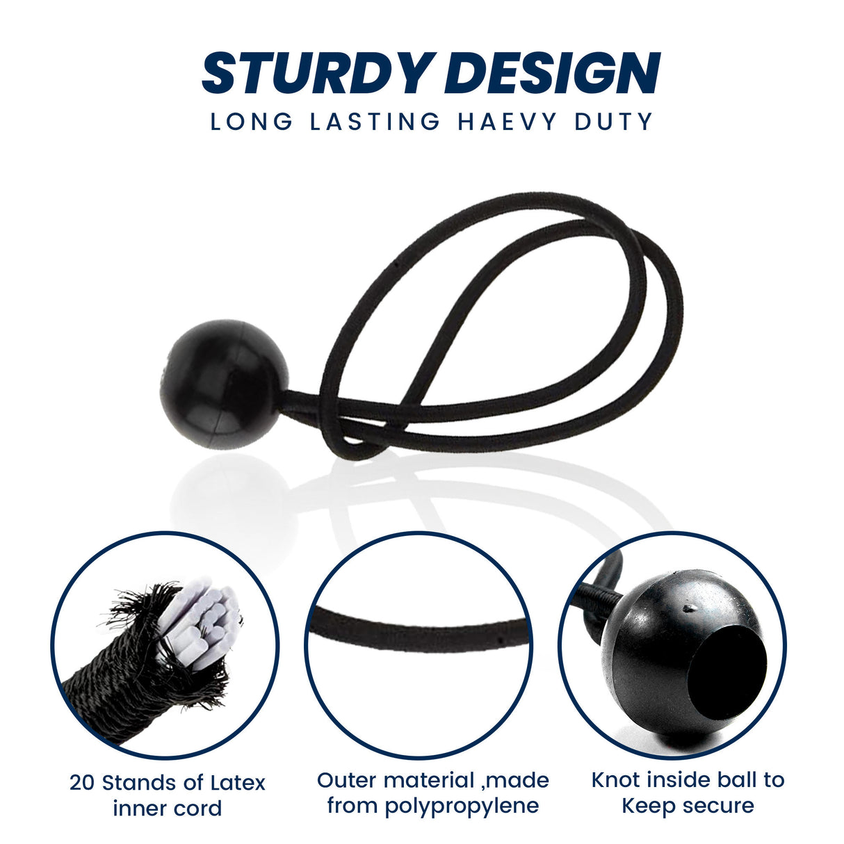 Bungee Balls (8 Inches) - Set Of 10 - Black